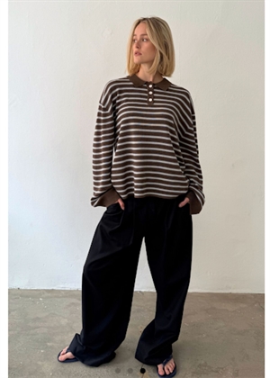 Adanne stripe polo bluse Brown/Blue Boii Studios